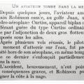 Crash d'un biplan Curstiss en 1912 - article du journal